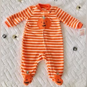 NWT NEWBORN BABY HALLOWEEN Pumpkin Costume Footie Outfit